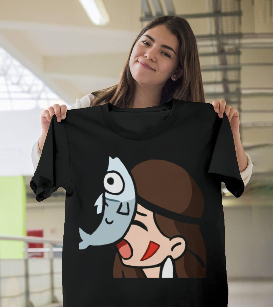 FhaeLFish Sticker Stic Funny Cartoon Fish Face Hit T-Shirt