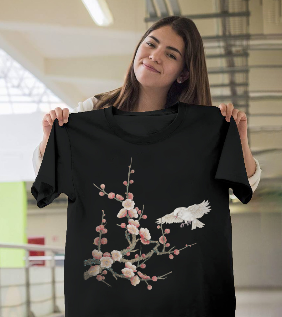 Peach Blossoms And Bird Branch Harmony T-Shirt