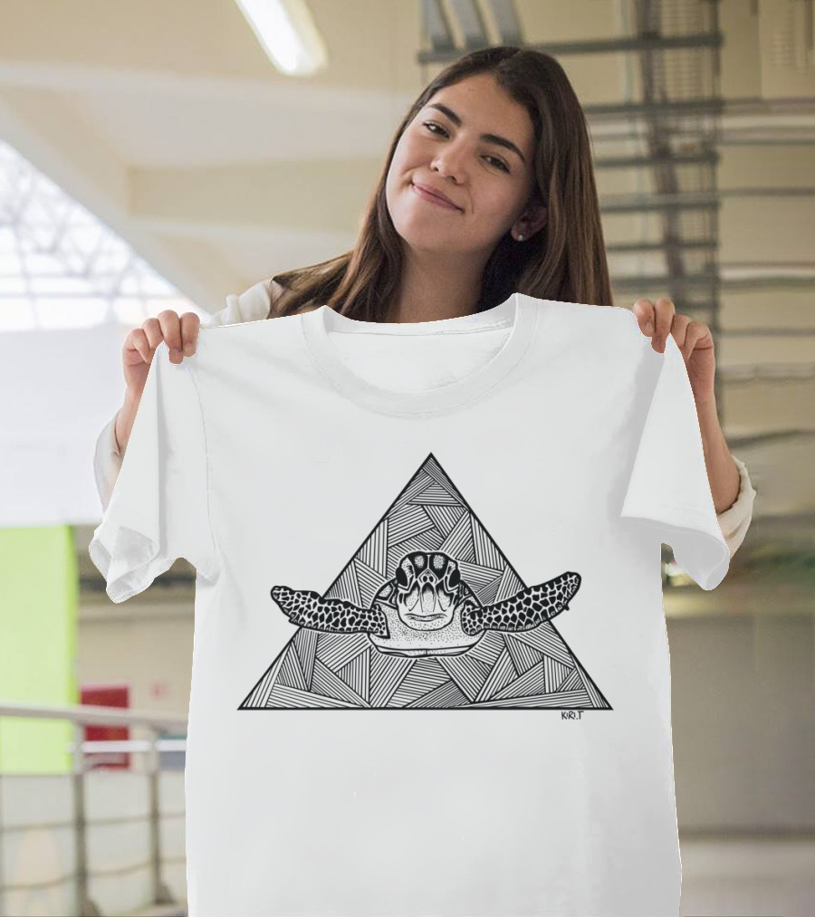 Geometric Turtle K.B.T Triangular T-Shirt