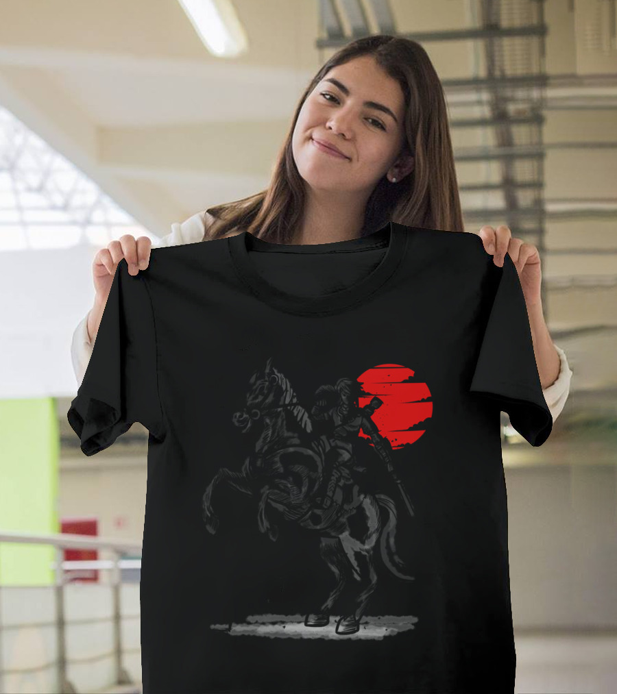 Link Riding Horse Under Red Sun Japanese T-Shirt