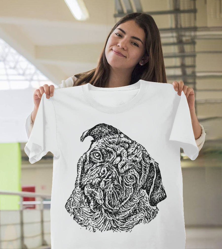 Pug Face Dark Textured T-Shirt