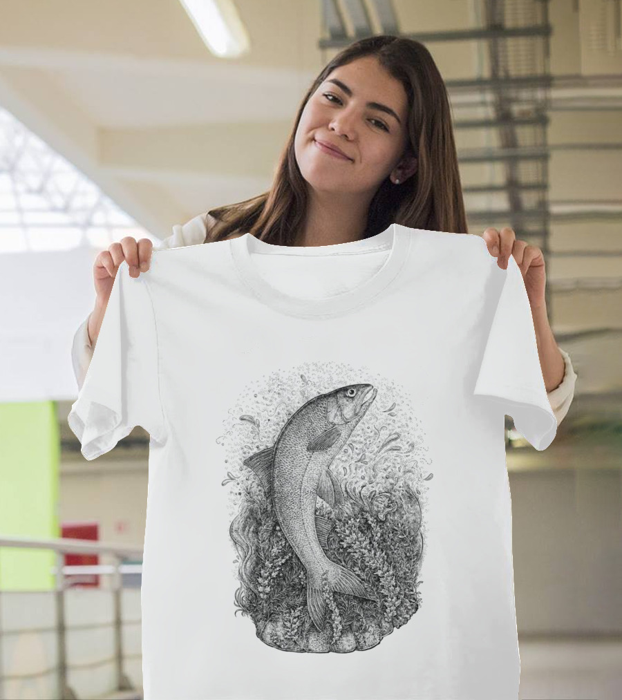 Asp The Knight Fish Chess Series Inked Illustrations of Aquatic Majesty T-Shirt