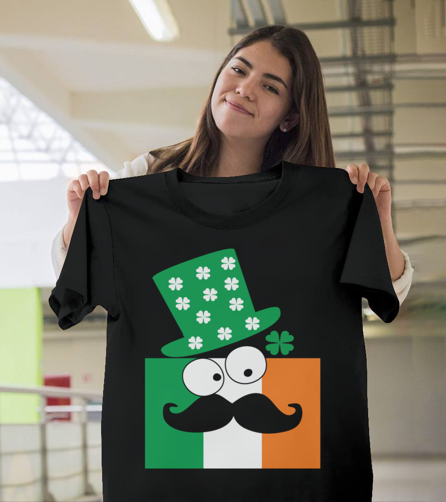 Irish Flag Mustache Clover Hat Luck T-Shirt