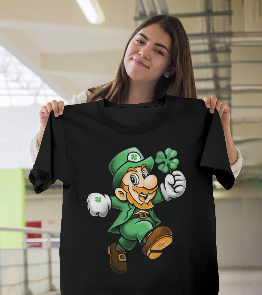Lucky Mario Leprechaun Four Leaf Clover Jumper T-Shirt