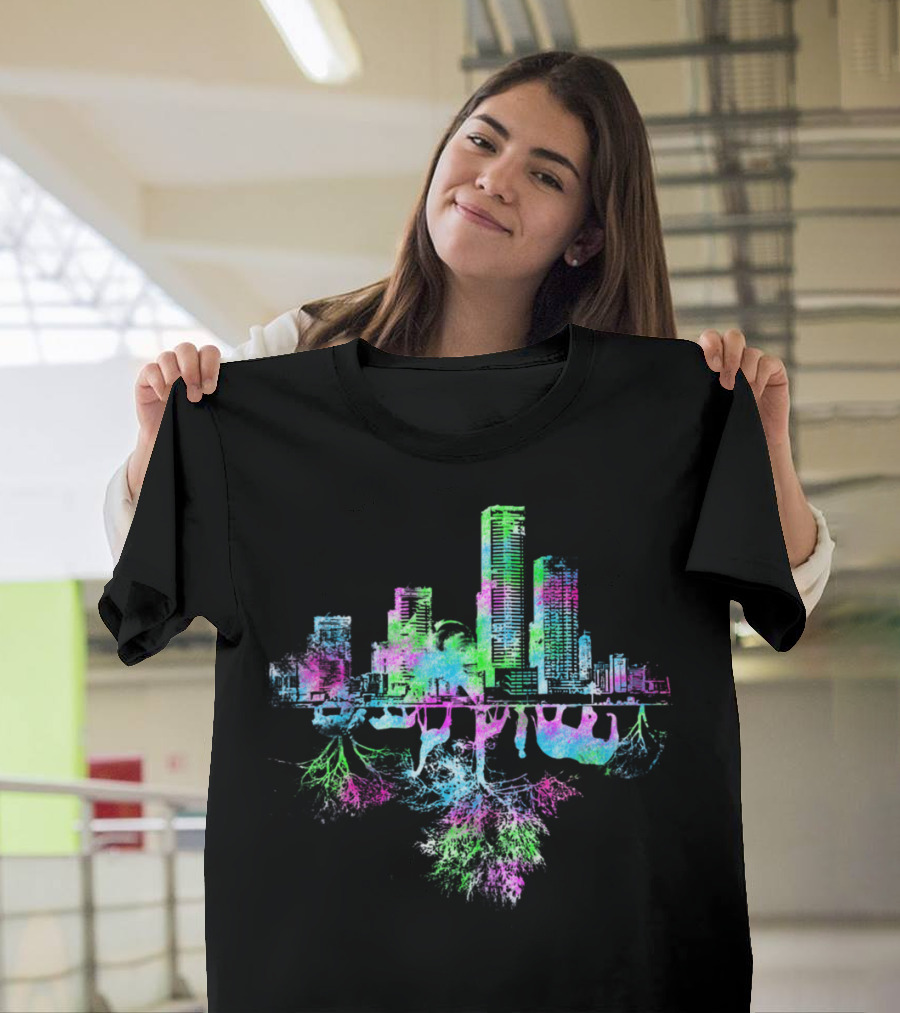 BENEATH THE STREETS VIBRANT CITYSCAPE WITH COLORFUL ROOTS T-Shirt