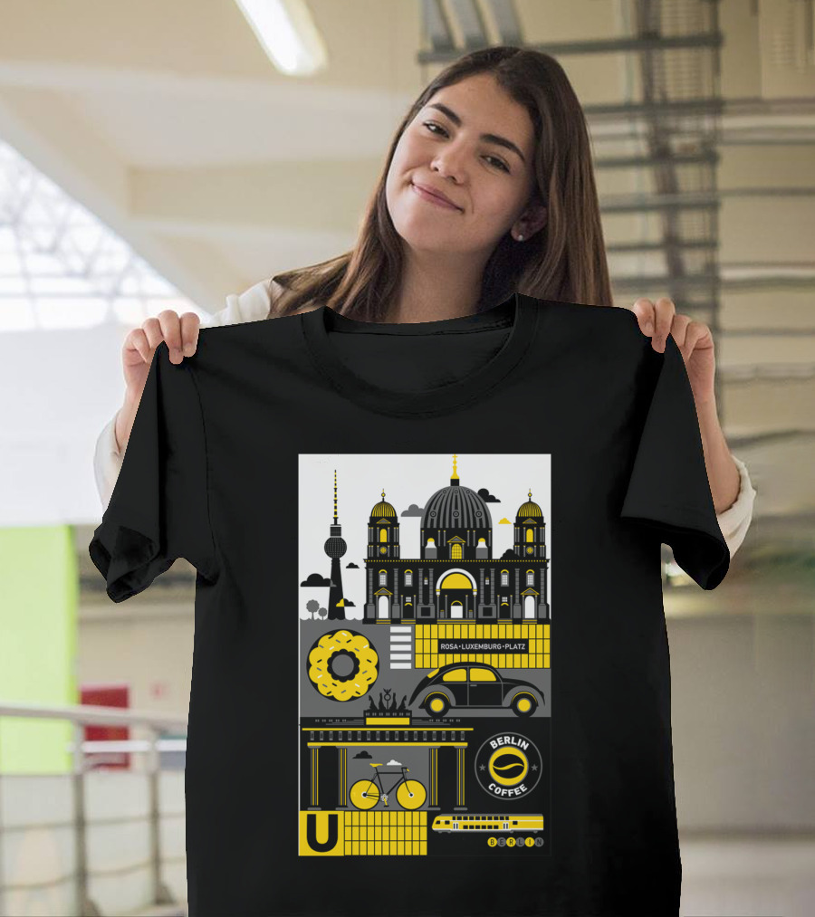 Berlin Cathedral TV Tower Rosa-Luxemburg-Platz U-Bahn Bicycle Berlin Coffee Donut T-Shirt