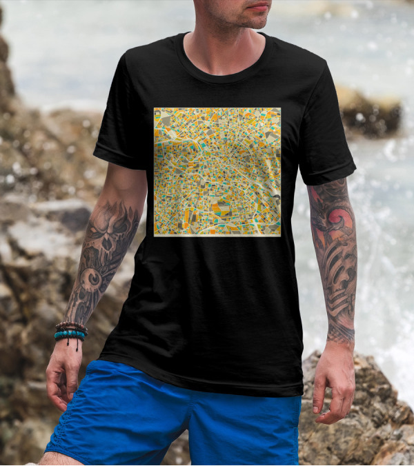 BERLIN MAP CITY STREET LINES GEOMETRIC ABSTRACT T-Shirt