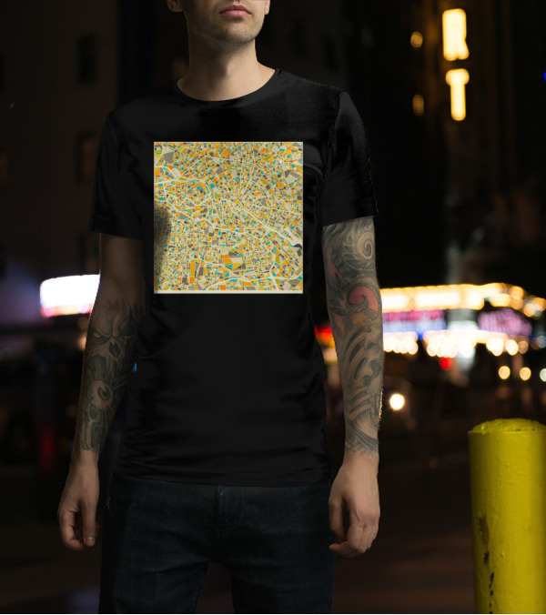 BERLIN MAP CITY STREET LINES GEOMETRIC ABSTRACT T-Shirt
