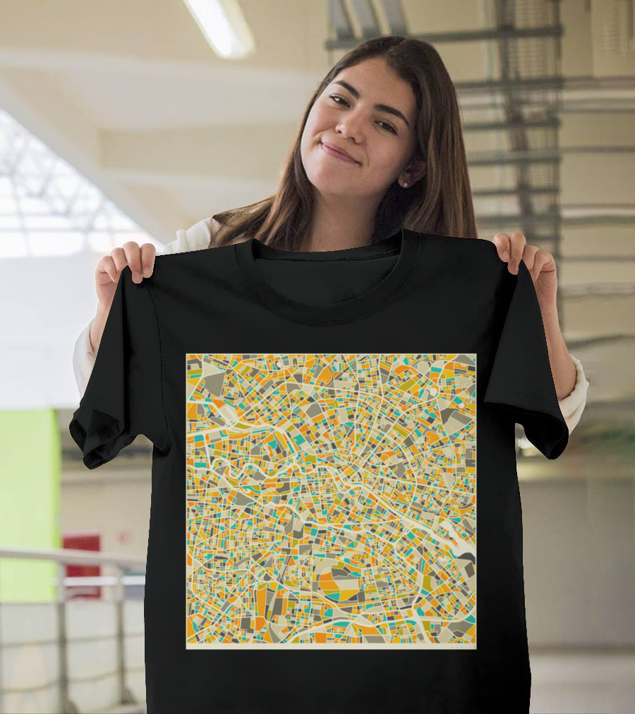 BERLIN MAP CITY STREET LINES GEOMETRIC ABSTRACT T-Shirt