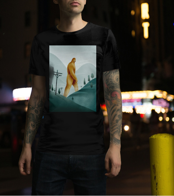 BRIEF ENCOUNTER WITH THE TALL MAN BIGFOOT SILHOUETTE IN HILLY LANDSCAPE T-Shirt