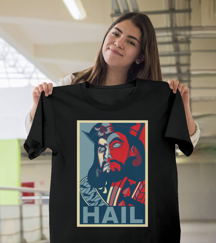 Hail King of Spades Graphic Design Red Blue T-Shirt