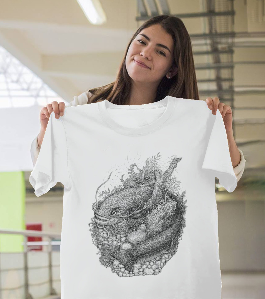 Catfish The Castle Fish Chess Series Intricate Underwater Scene T-Shirt