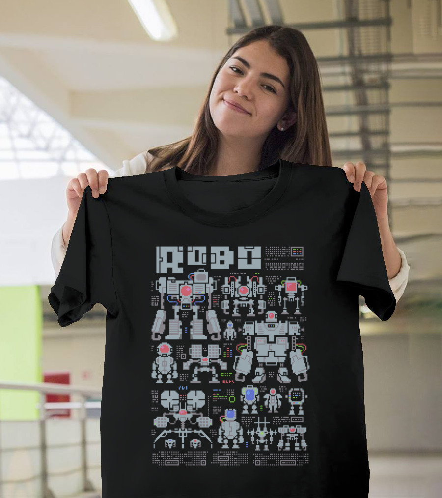 Robo Pixel Robot Blueprint Assembly T-Shirt