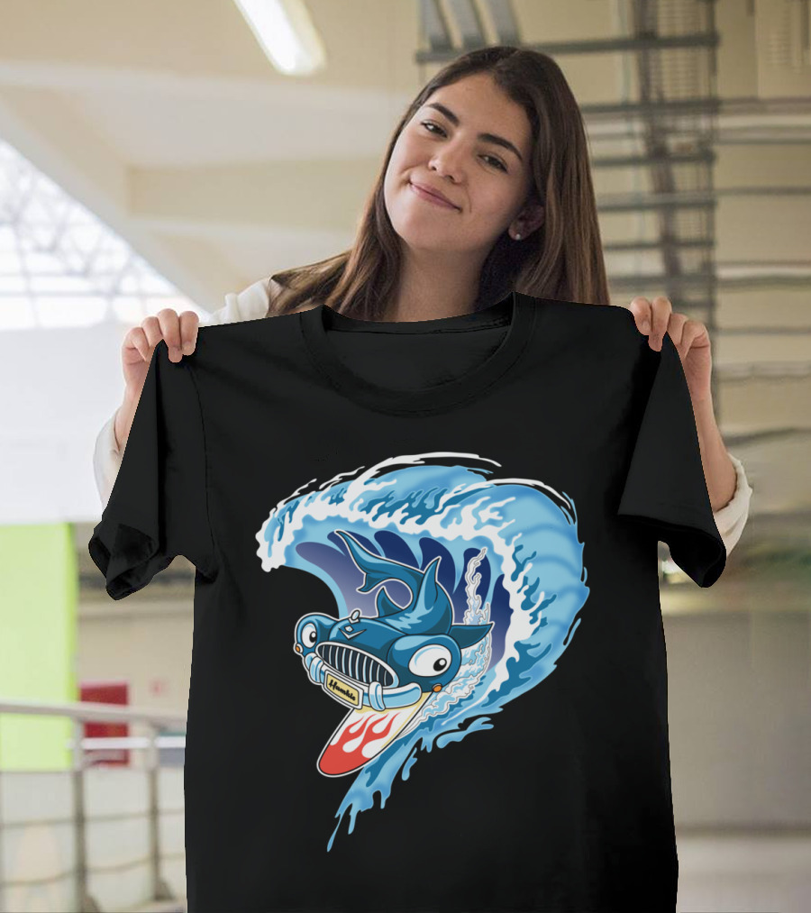 Hamkie Surfing Shark Car Wave Adventure T-Shirt