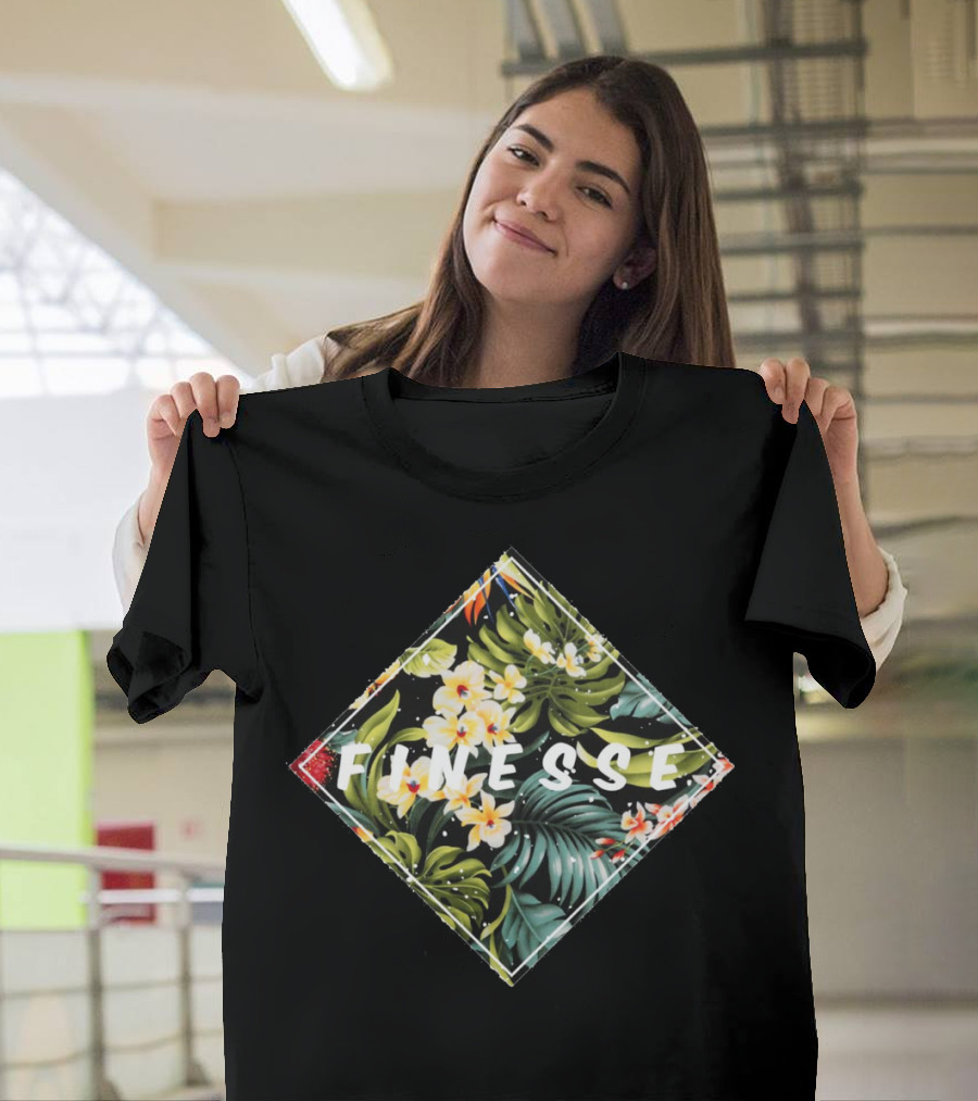 Finesse Tropical Floral Pattern Diamond T-Shirt