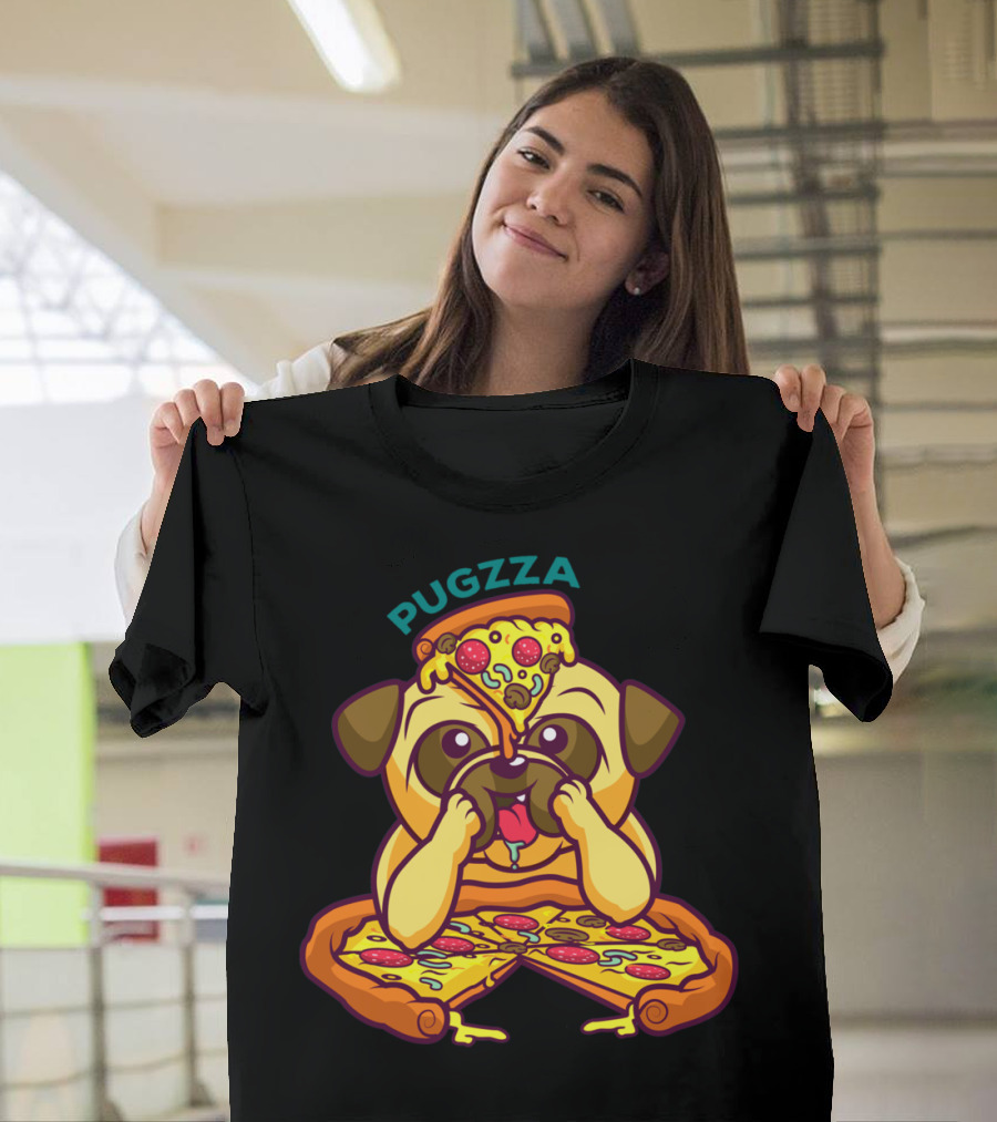 Pugzza Pizza Loving Pug Eating T-Shirt