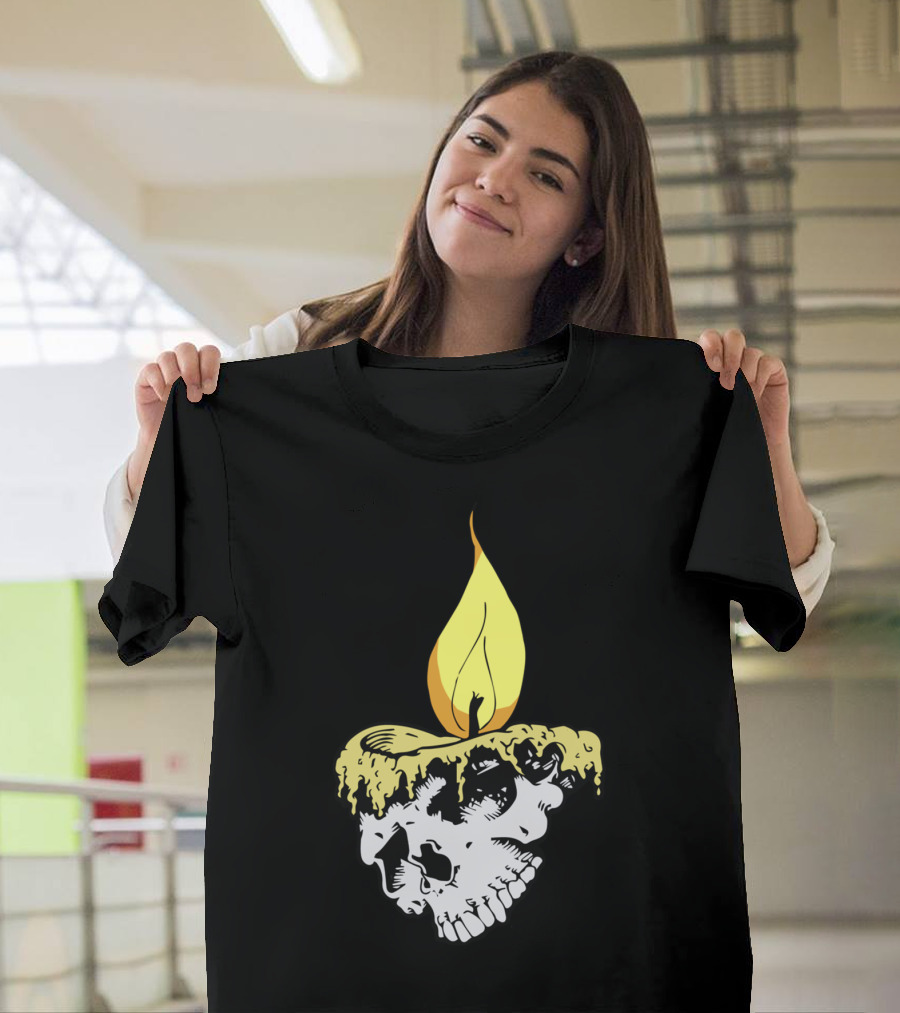 Melting Candle Skull Flame T-Shirt