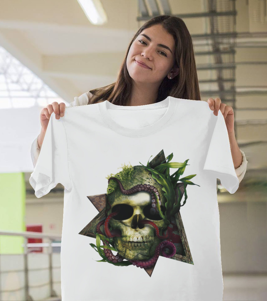 Octopus Skull Seaweed Triangle T-Shirt