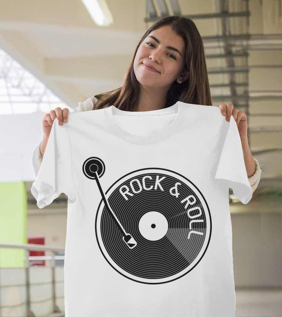 ROCK and ROLL VINYL RECORD TURNTABLE TRACKS T-Shirt
