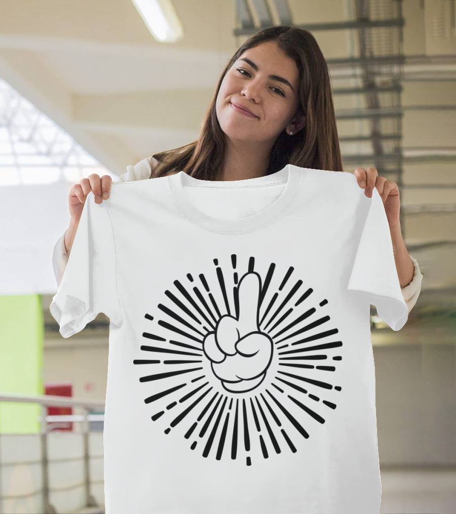 Cartoon Hand Number One Burst T-Shirt