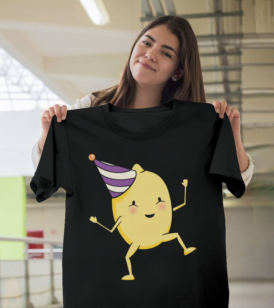 Lemon Party Celebration with Dancing Lemon Wearing Party Hat T-Shirt