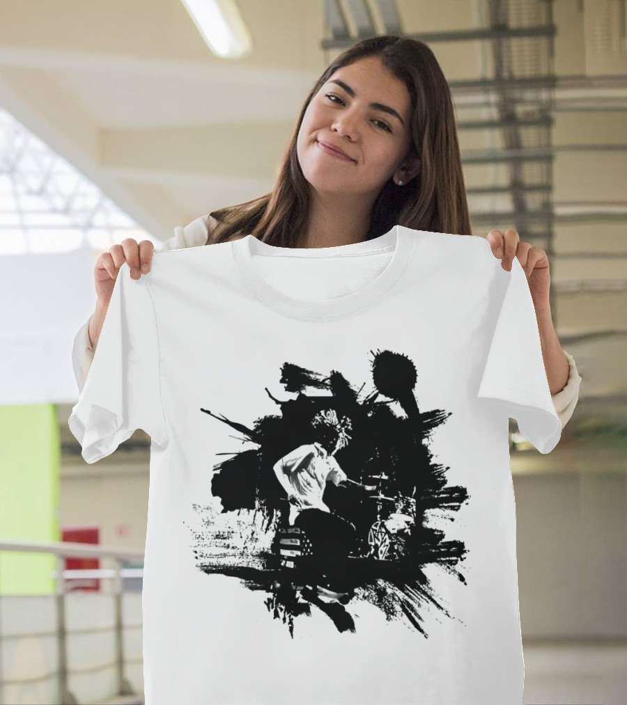 Rock Concert Drummer Silhouette Dark Art Grunge T-Shirt