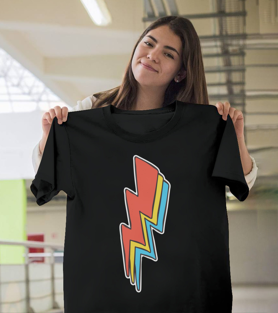 Rock Lightning Bolt Red Yellow Blue Icon Staple T-Shirt