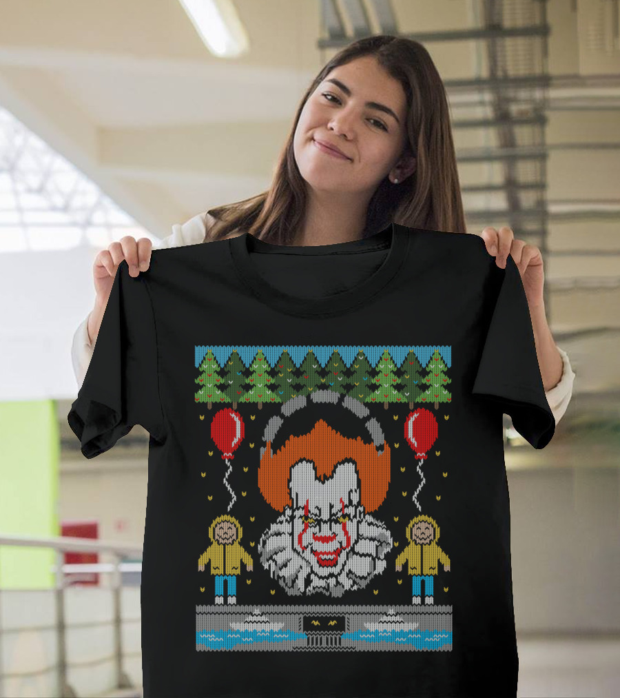 Ugly IT Mas Clown Sweater with Red Balloons and Yellow Raincoats T-Shirt