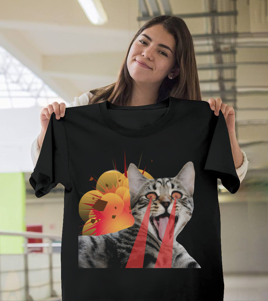 CAT ATTACK LASER EYES EXPLOSION T-Shirt