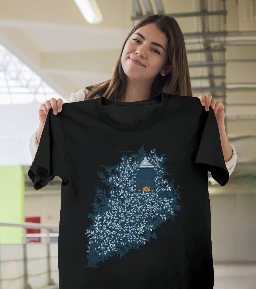 Shut In Cozy Night by Lantern with Leaves and Window T-Shirt