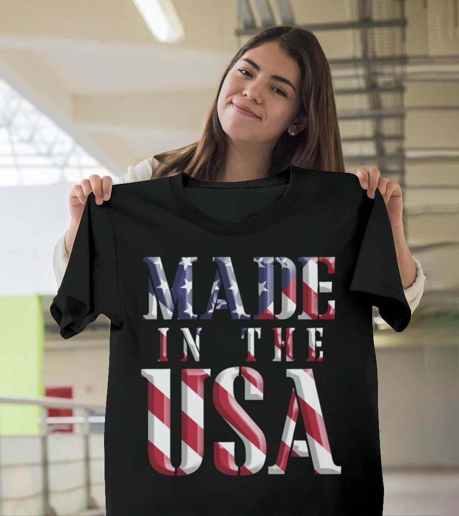 MADE IN THE USA American Flag Letters T-Shirt
