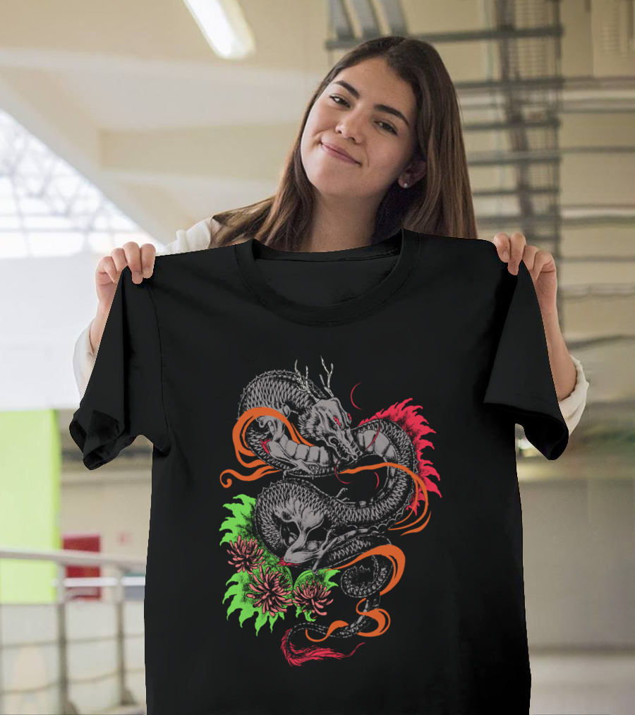 Dragon Floral Flames T-Shirt