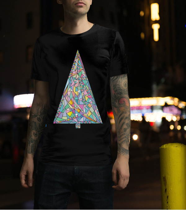 Happy New Year Tree In Geometric Pastel Colors T-Shirt