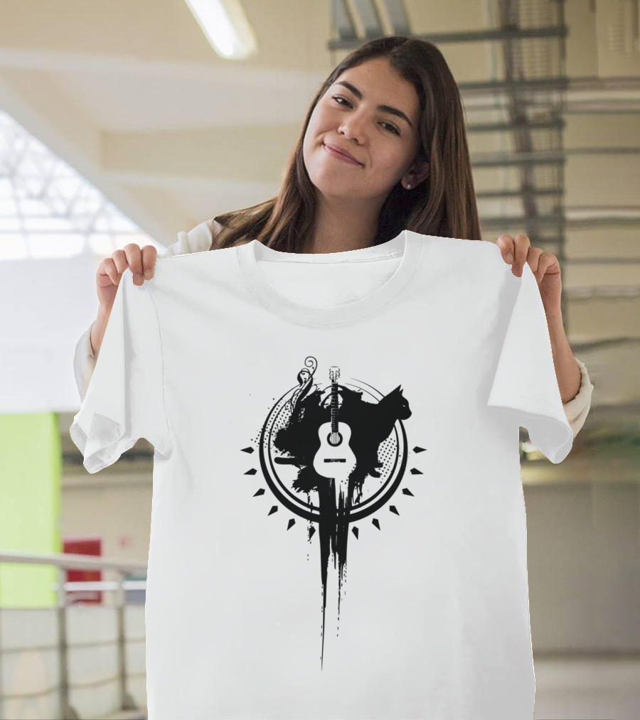 Chase Your Dreams Music Guitar Cat Sha Shadow T-Shirt