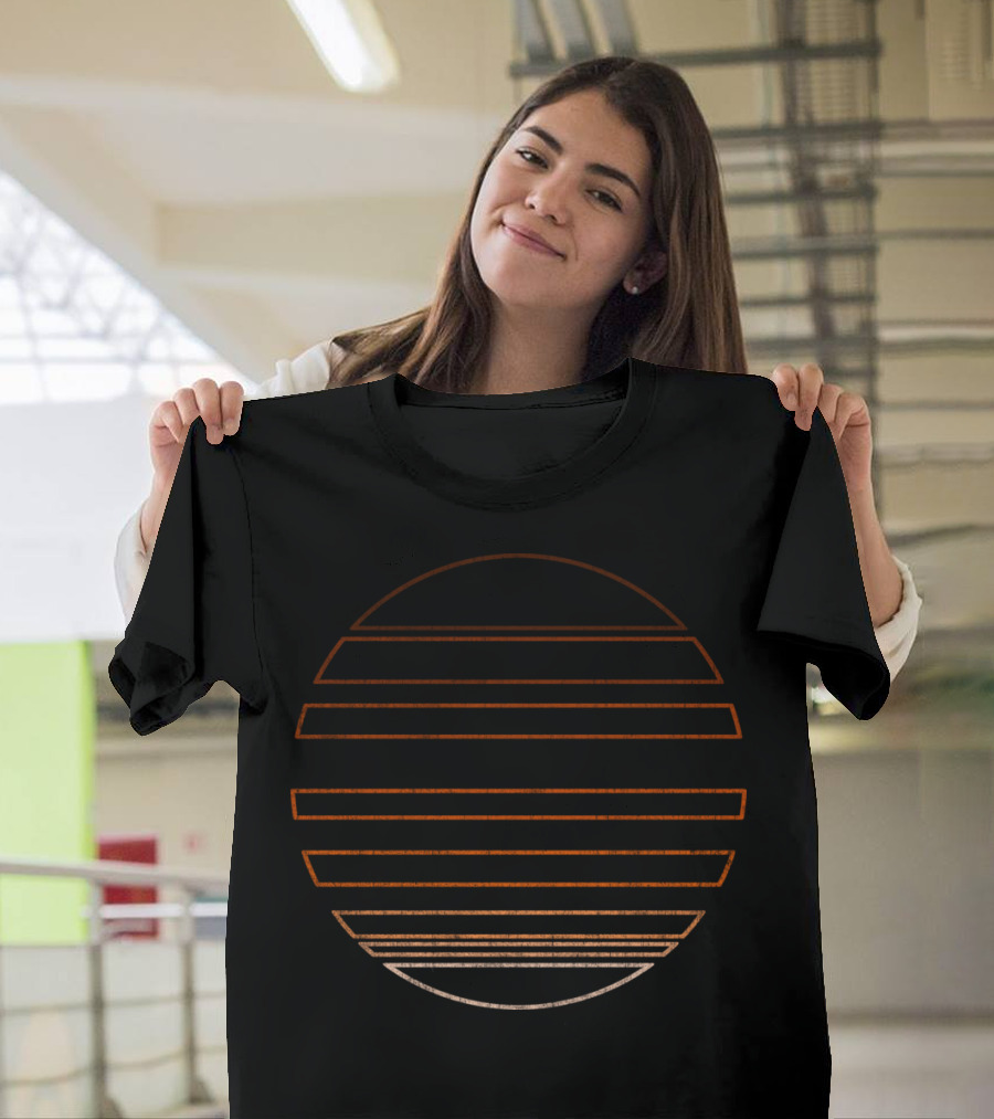 Minimal Desert Sunset Circle Stripes T-Shirt