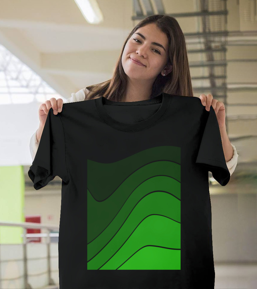 Minimalist Green Valley Mountain Curved Layers T-Shirt