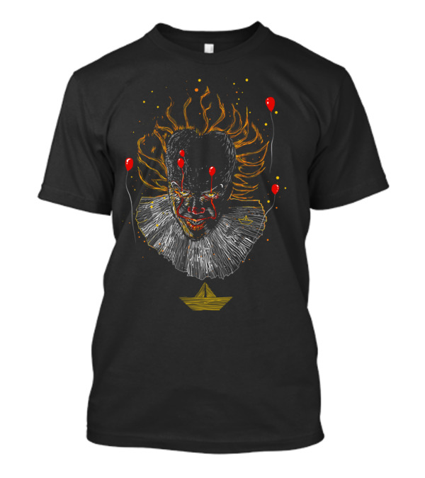 Pennywise Clown With Red Balloons And Paper Boat T-Shirt
