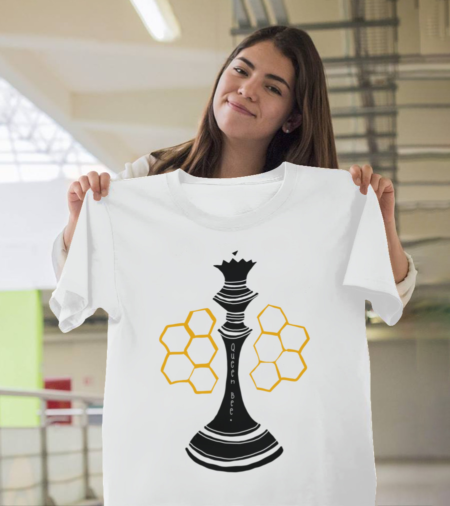 Queen Bee Chess Piece with Honeycomb Wings T-Shirt