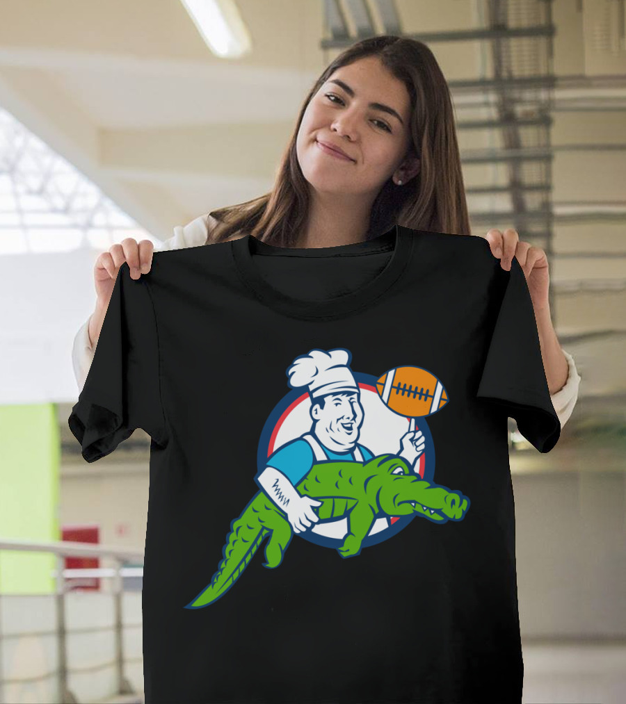 Chef Holding Football with Alligator T-Shirt