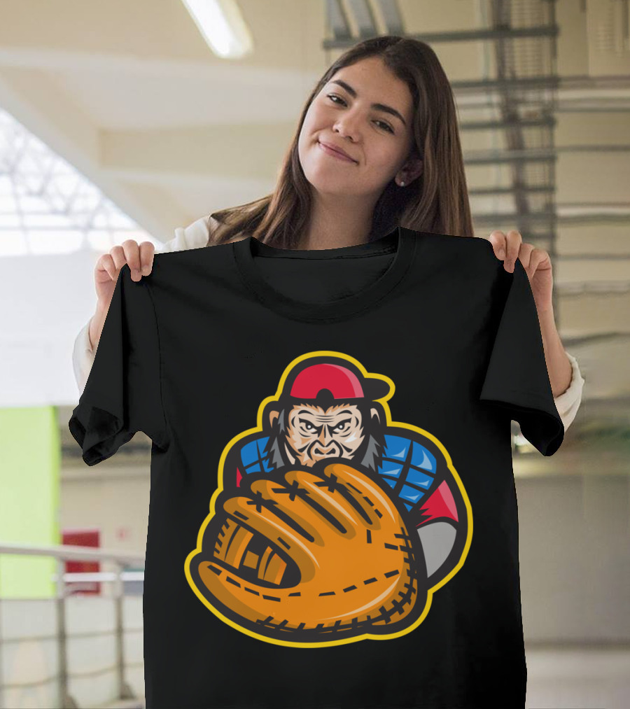 Chimpanzee Catcher Baseball Glove T-Shirt