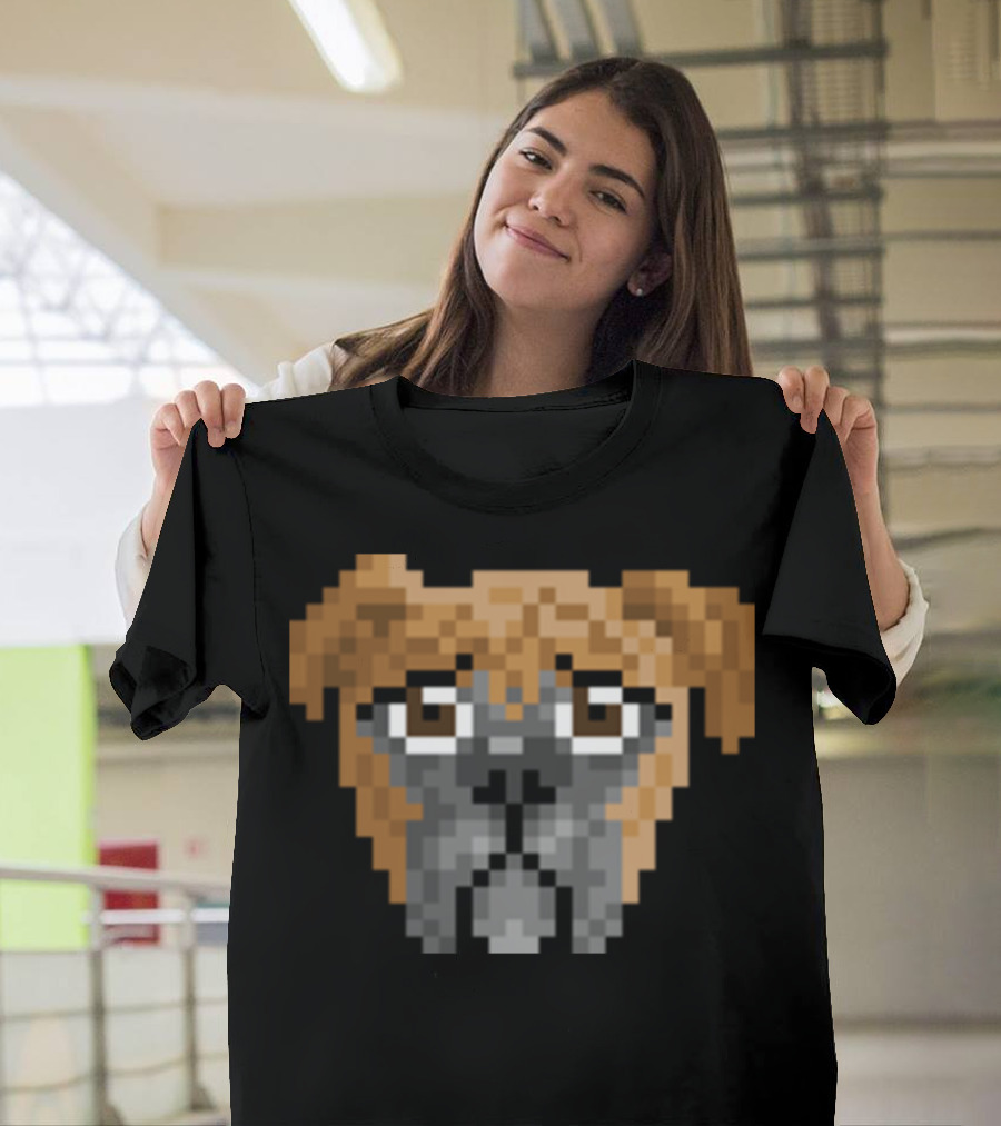 Sad Boxer Dog Pixel Art Sticker T-Shirt
