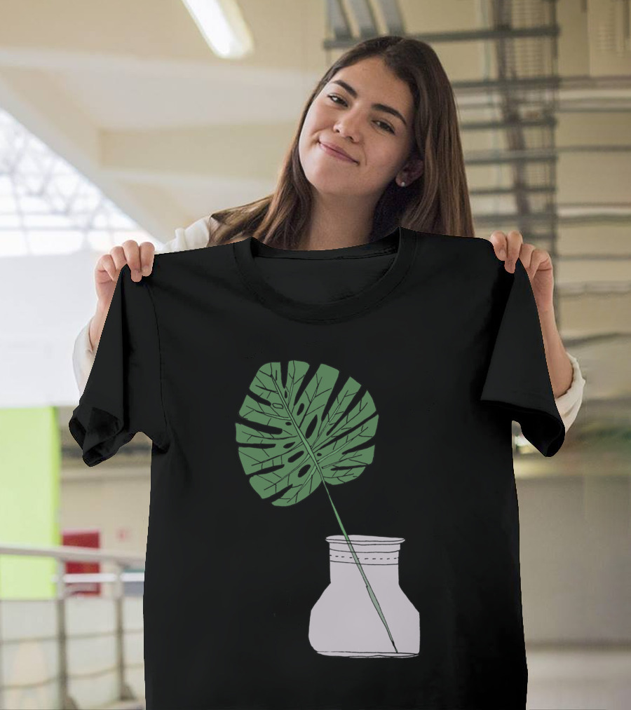 Monstera Leaf in Minimalist Vase T-Shirt
