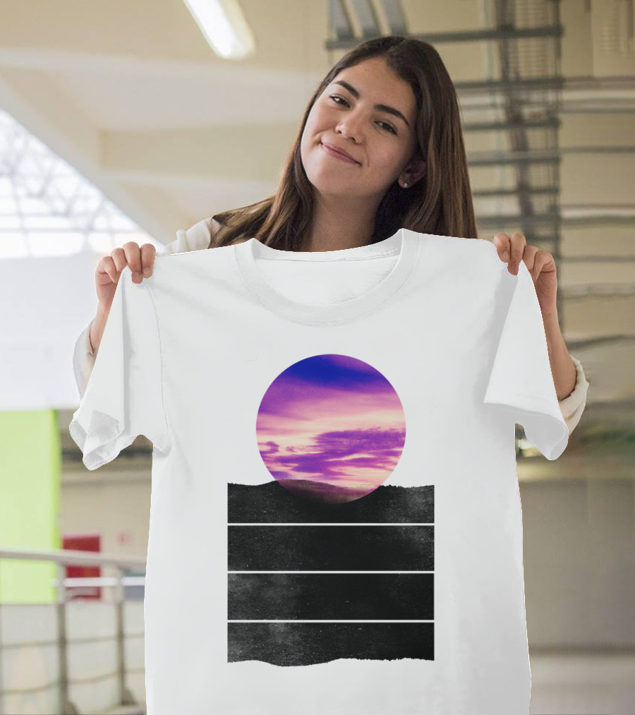 Ready Sun Set Purple Sky Circle T-Shirt