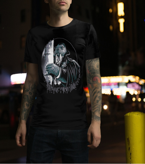 The Walrus Count Vampire Of The Sea Gothic Horror Walrus Dracula T-Shirt