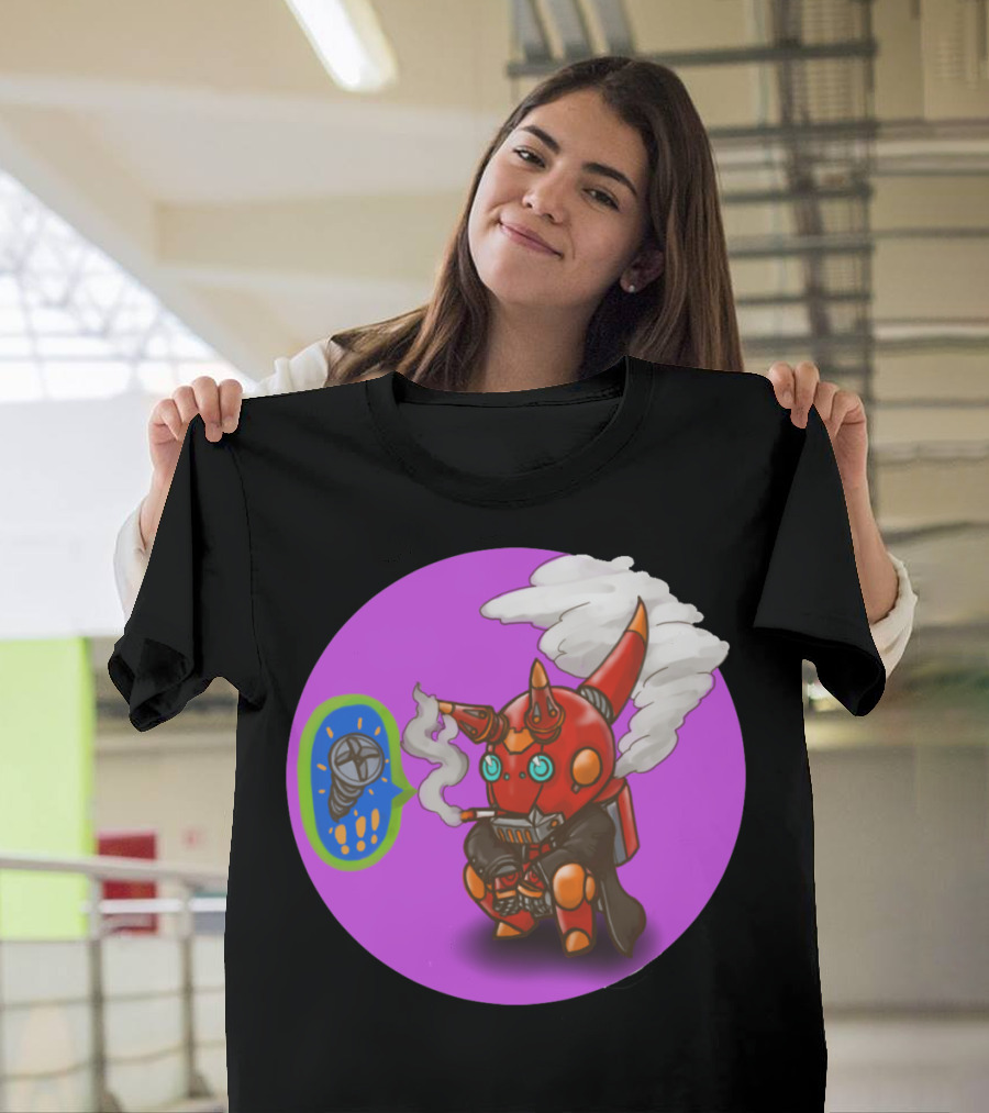 Steambot Punk Robot Smoking Pipe with Drill Speech Bubble T-Shirt