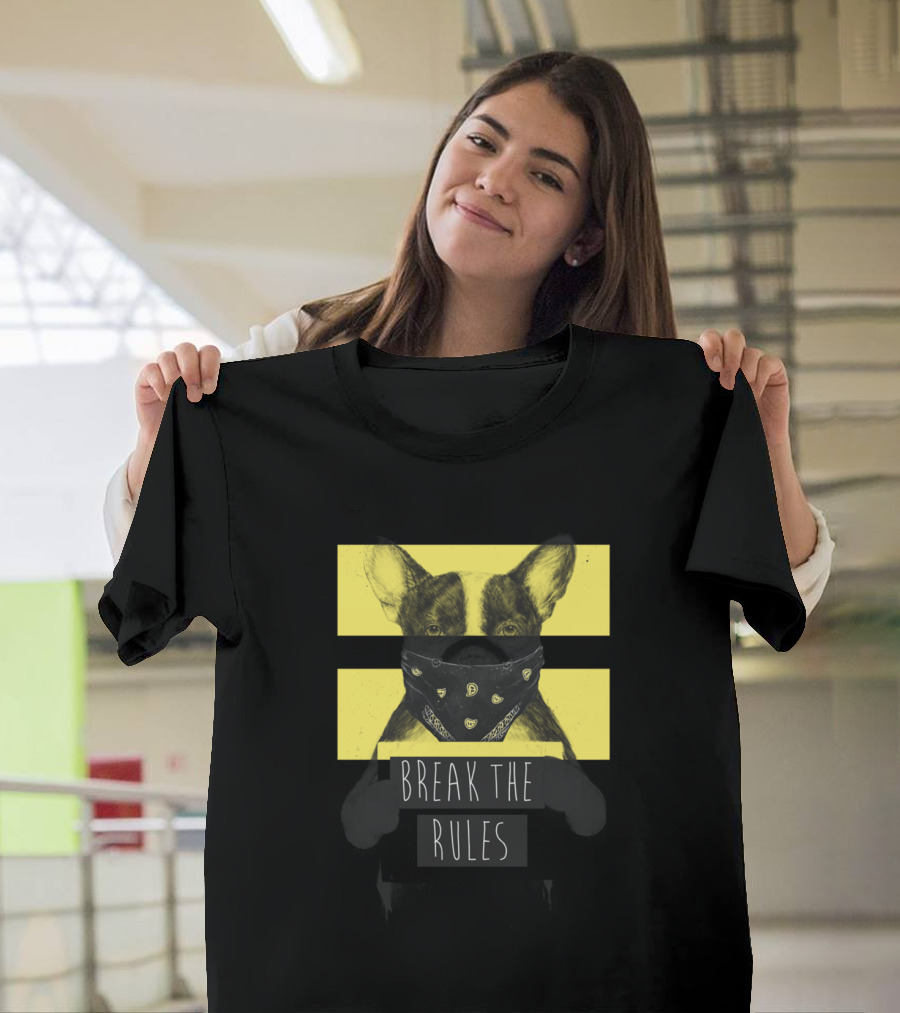 Break the Rules Rebel Dog Bandana Mask T-Shirt