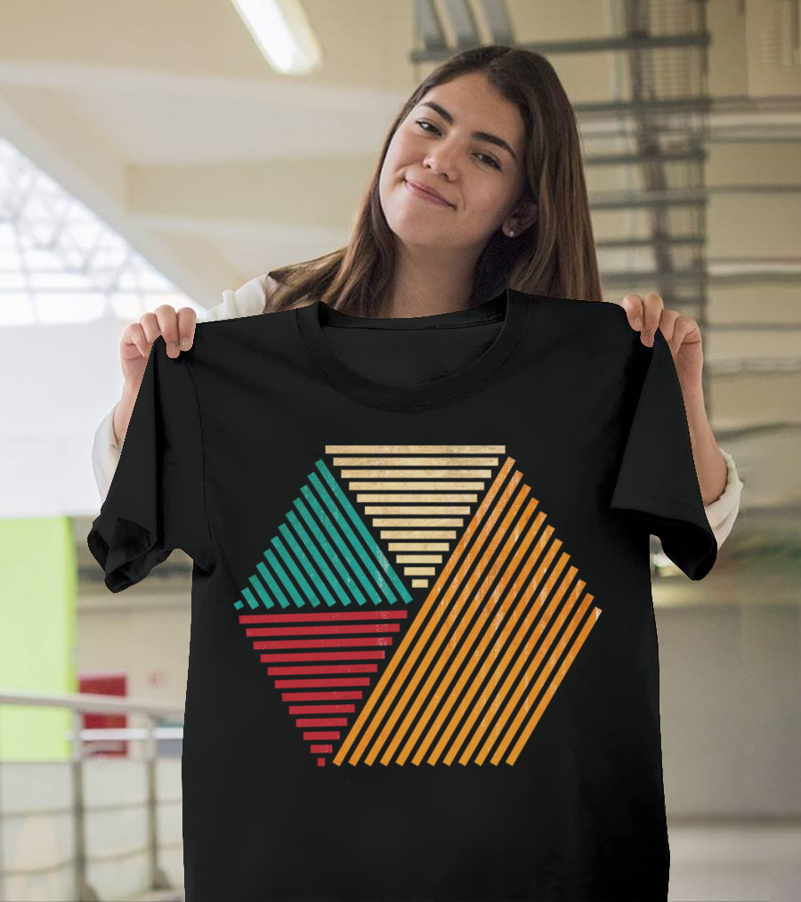 Line Art Geometric Multicolor Hexagon T-Shirt