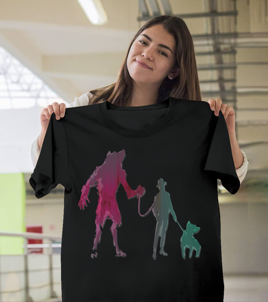 We Are The Slaves Silhouettes of Human Canine and Creature on Leash T-Shirt