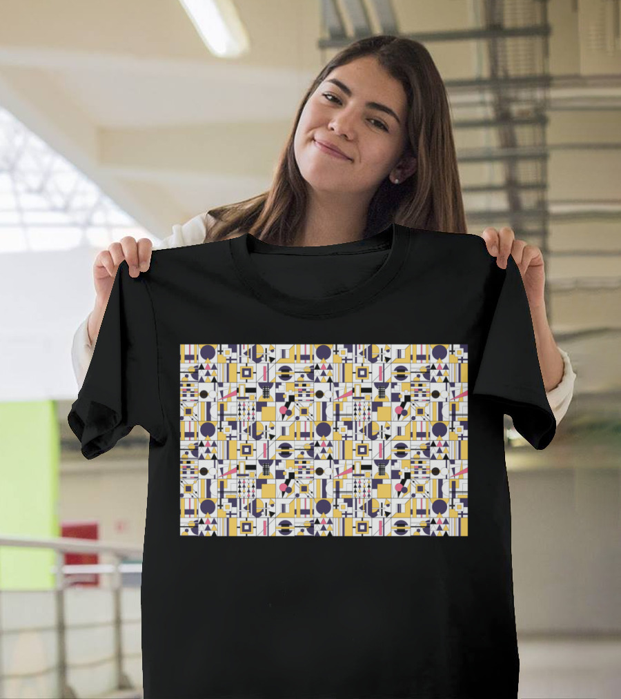 New Year Geometric Pattern Multicolor Squares and Circles T-Shirt