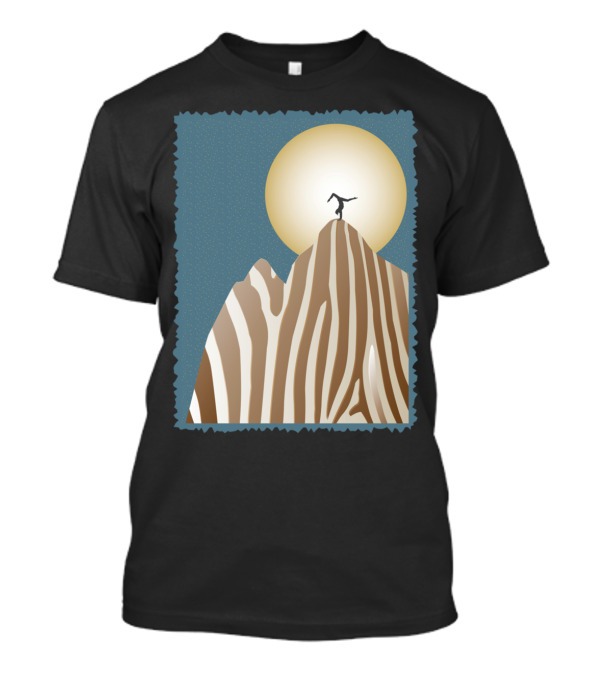 Moonlight Yoga Pose On Zebra Striped Mountain Under Full Moon T-Shirt